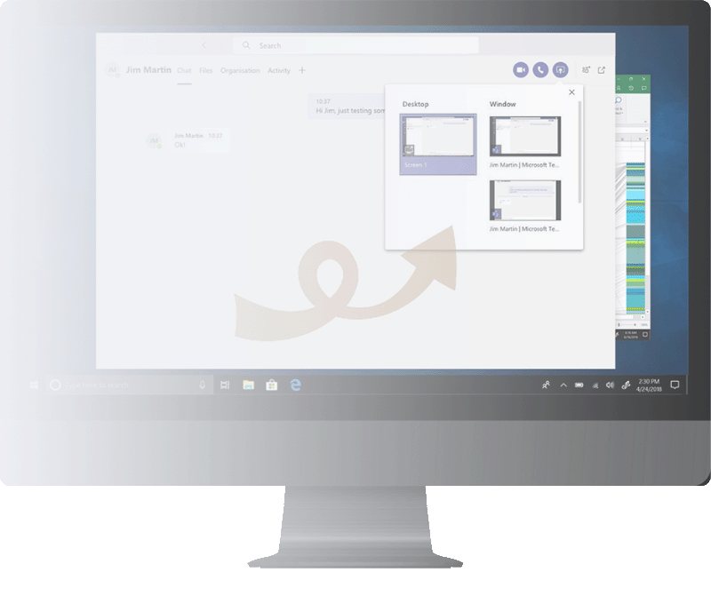 Decorative image of Microsoft Teams on monitor